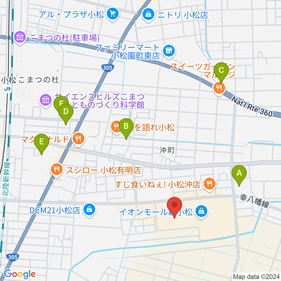 イオンシネマ新小松周辺の駐車場・コインパーキング一覧地図