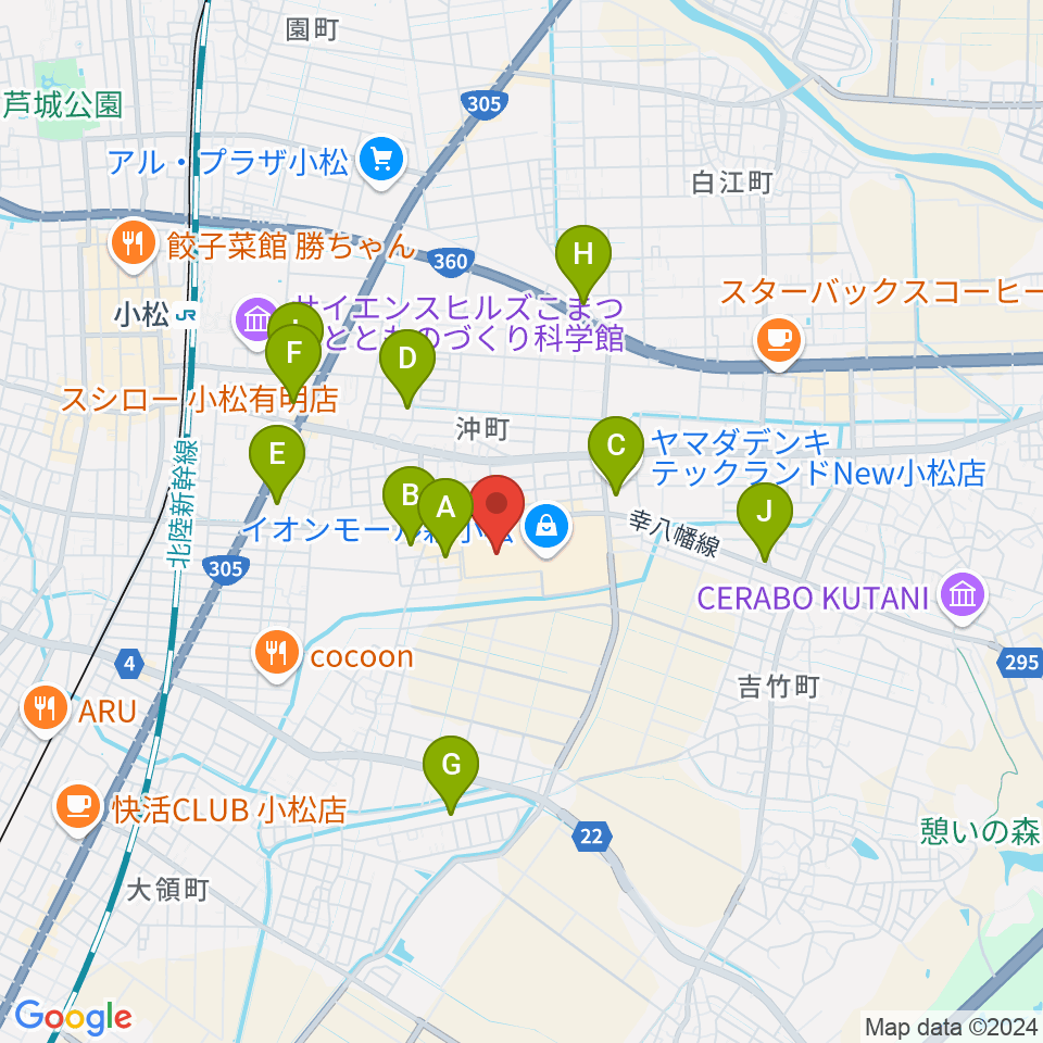 イオンシネマ新小松周辺の駐車場・コインパーキング一覧地図