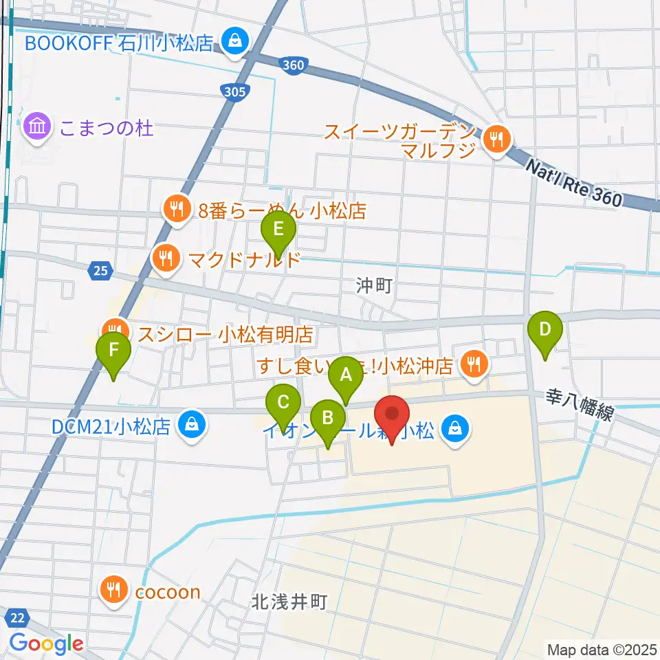 イオンシネマ新小松周辺の駐車場・コインパーキング一覧地図