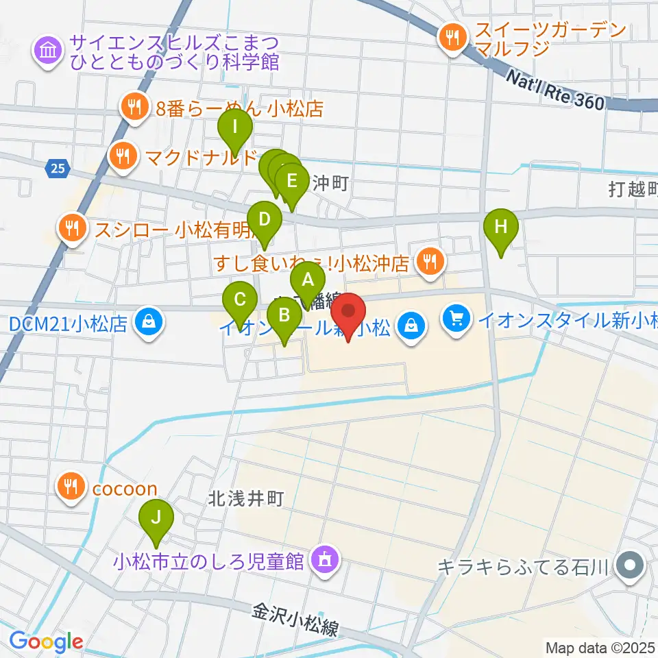 イオンシネマ新小松周辺の駐車場・コインパーキング一覧地図