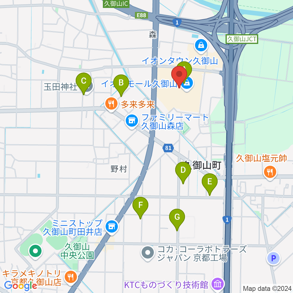 イオンシネマ久御山周辺の駐車場・コインパーキング一覧地図