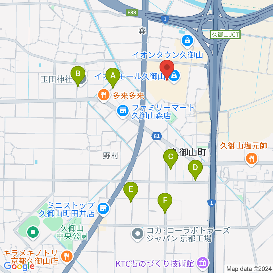 イオンシネマ久御山周辺の駐車場・コインパーキング一覧地図