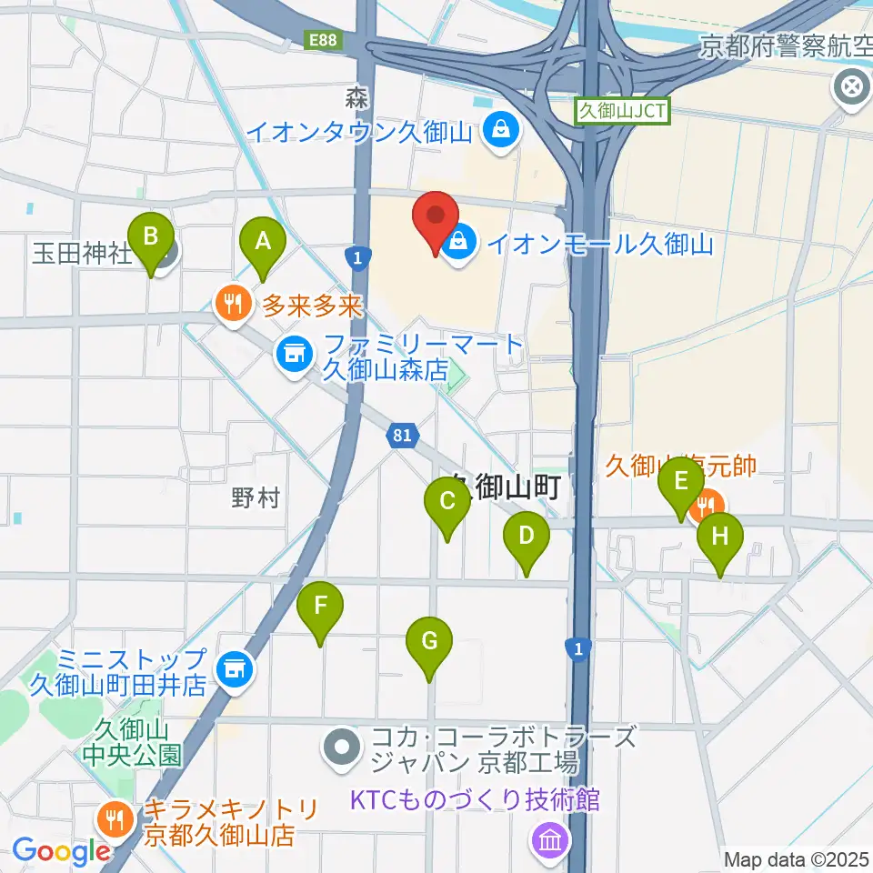 イオンシネマ久御山周辺の駐車場・コインパーキング一覧地図