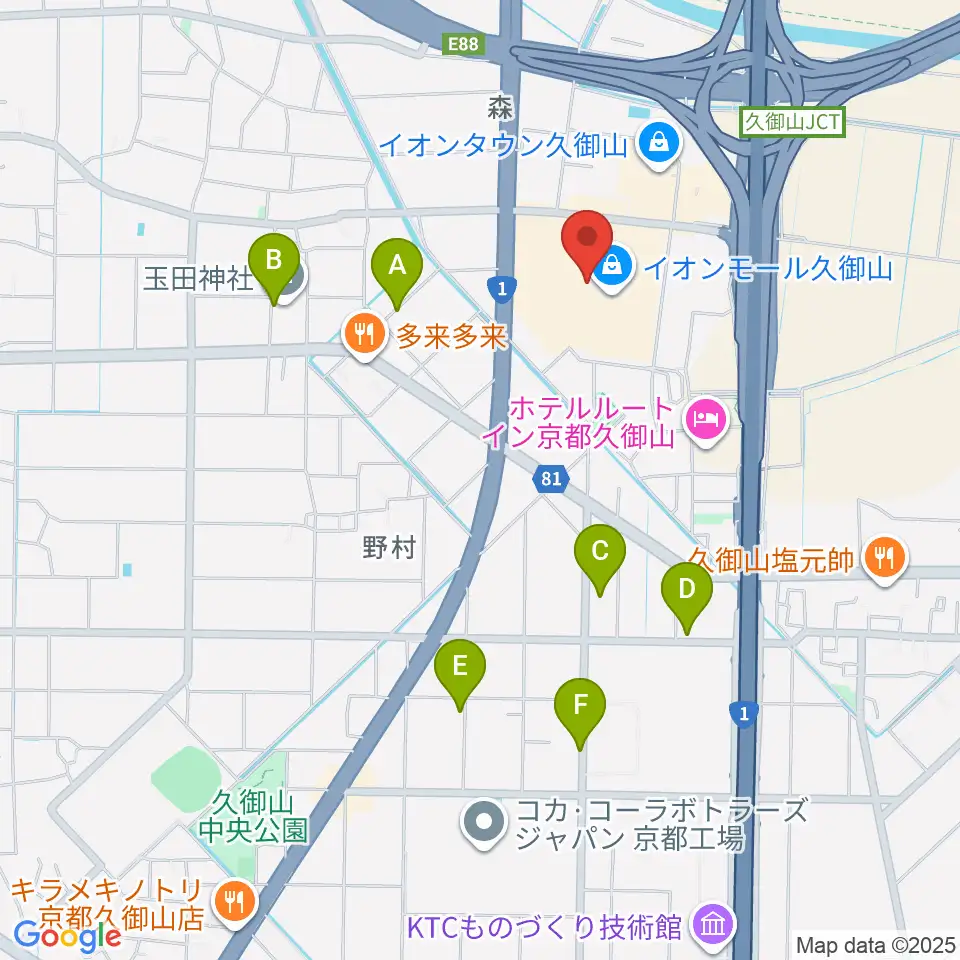 イオンシネマ久御山周辺の駐車場・コインパーキング一覧地図