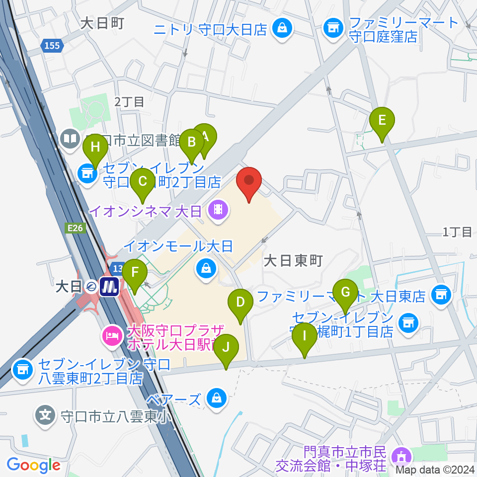 イオンシネマ大日周辺の駐車場・コインパーキング一覧地図