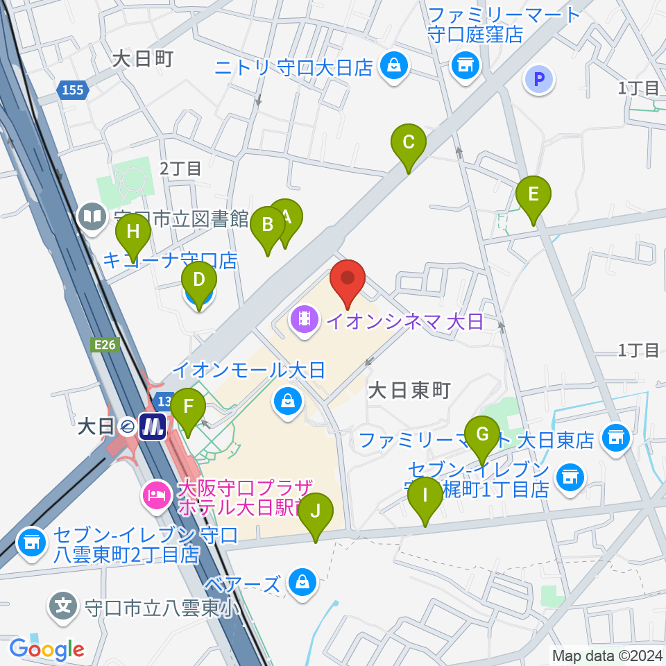 イオンシネマ大日周辺の駐車場・コインパーキング一覧地図