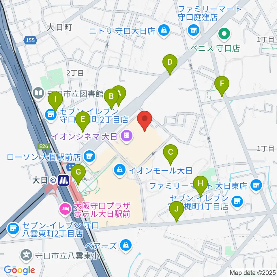 イオンシネマ大日周辺の駐車場・コインパーキング一覧地図