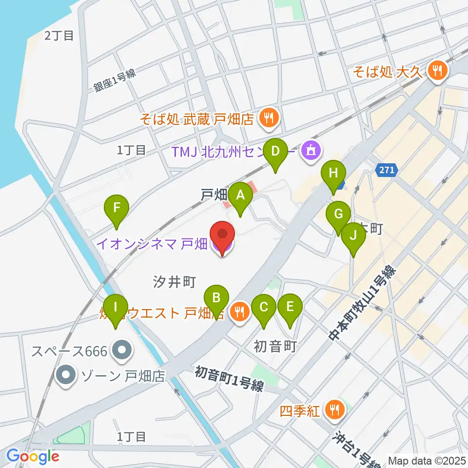 イオンシネマ戸畑周辺の駐車場・コインパーキング一覧地図