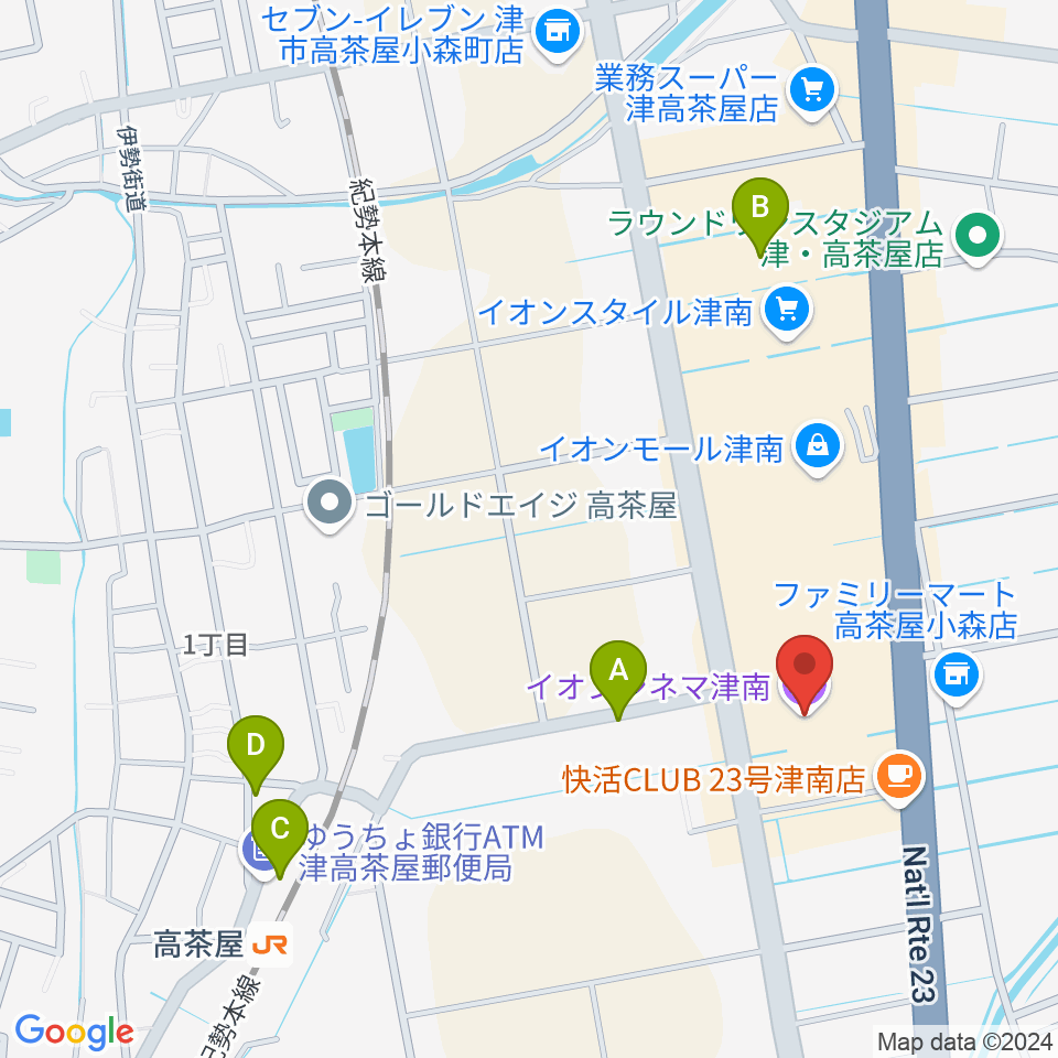 イオンシネマ津南周辺の駐車場・コインパーキング一覧地図