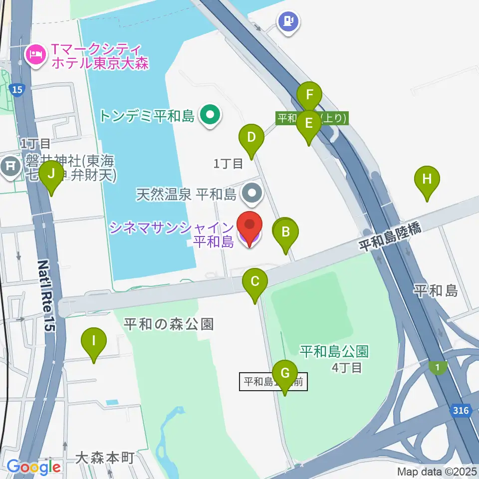 シネマサンシャイン平和島周辺の駐車場・コインパーキング一覧地図