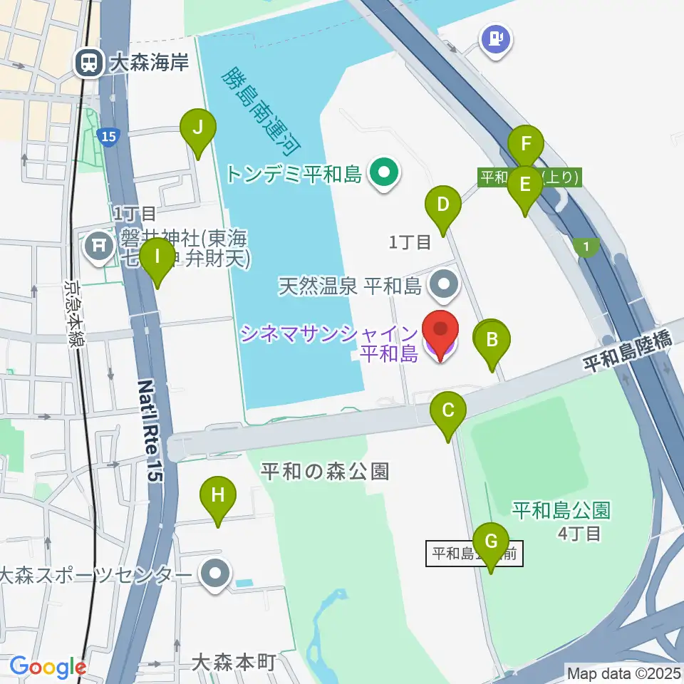 シネマサンシャイン平和島周辺の駐車場・コインパーキング一覧地図