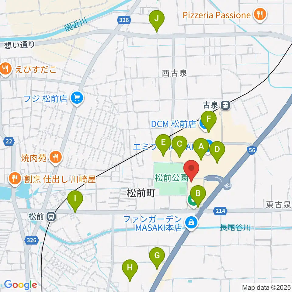 シネマサンシャインエミフルMASAKI周辺の駐車場・コインパーキング一覧地図