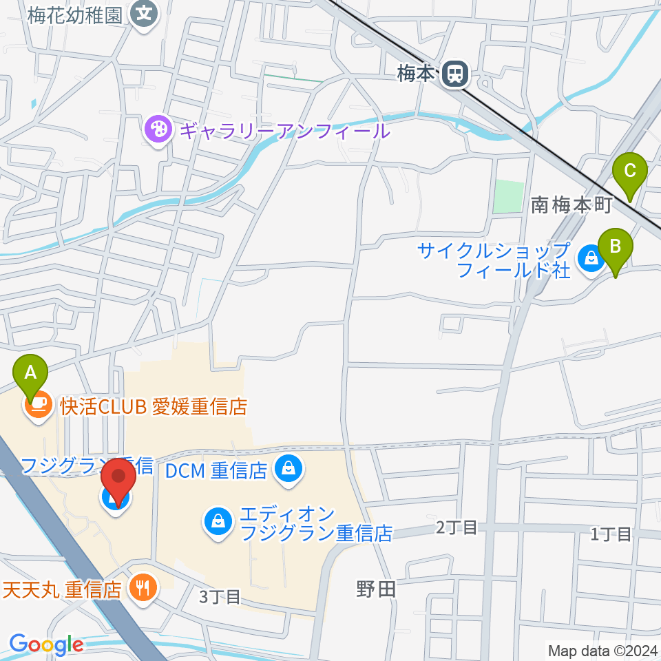 シネマサンシャイン重信周辺の駐車場・コインパーキング一覧地図