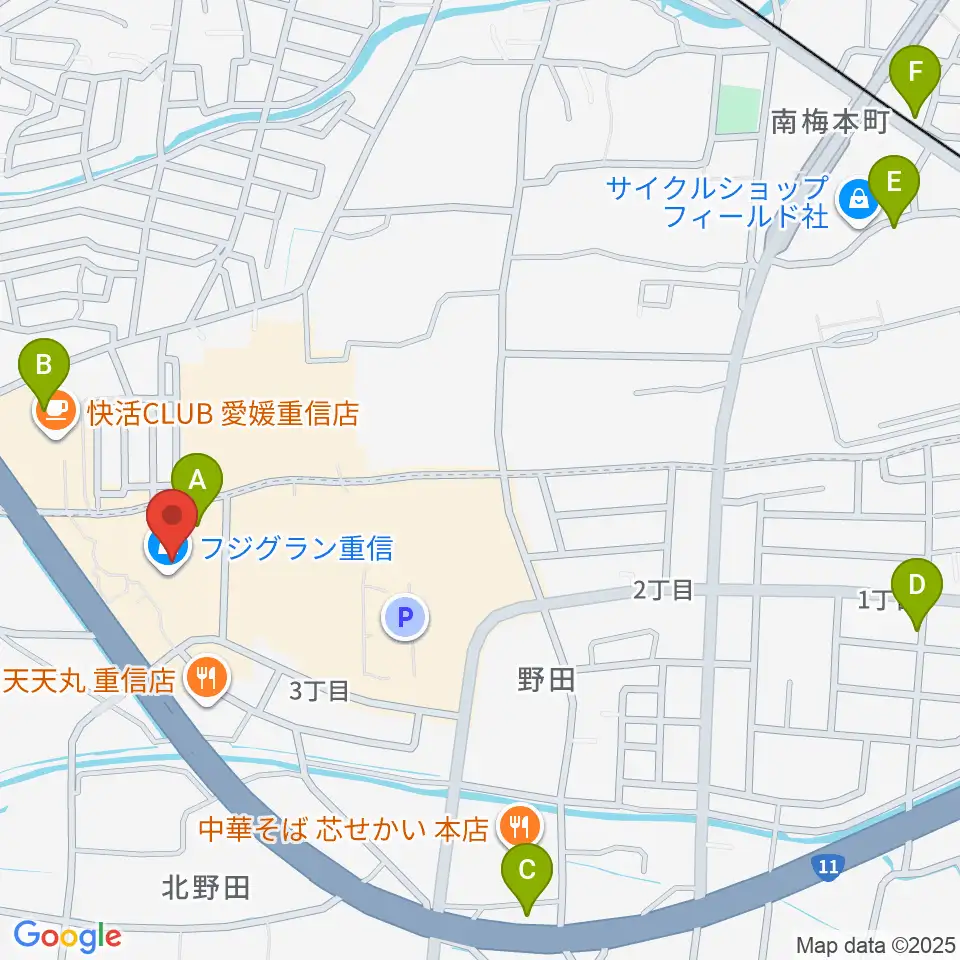 シネマサンシャイン重信周辺の駐車場・コインパーキング一覧地図