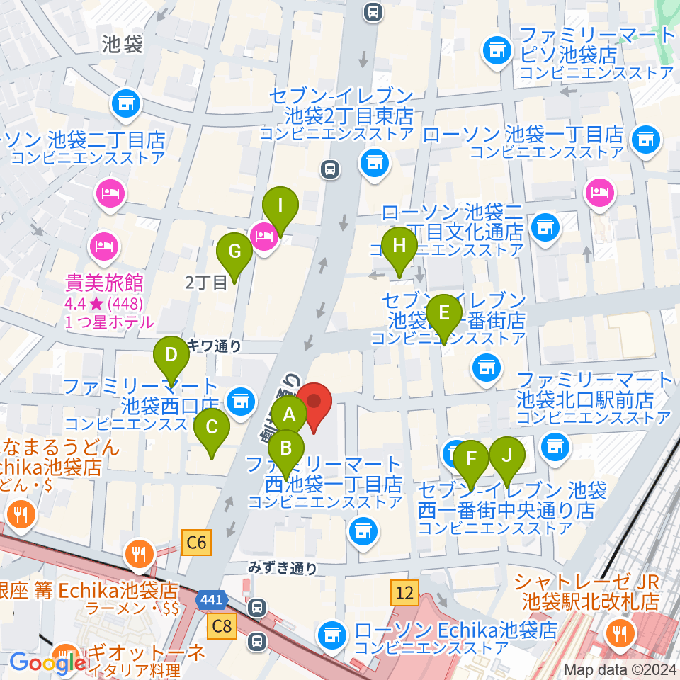 池袋シネマ・ロサ周辺の駐車場・コインパーキング一覧地図