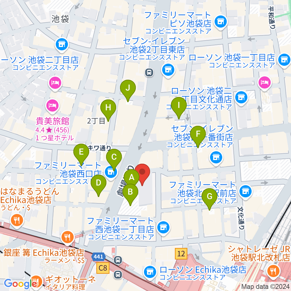 池袋シネマ・ロサ周辺の駐車場・コインパーキング一覧地図