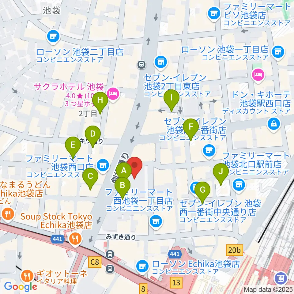 池袋シネマ・ロサ周辺の駐車場・コインパーキング一覧地図