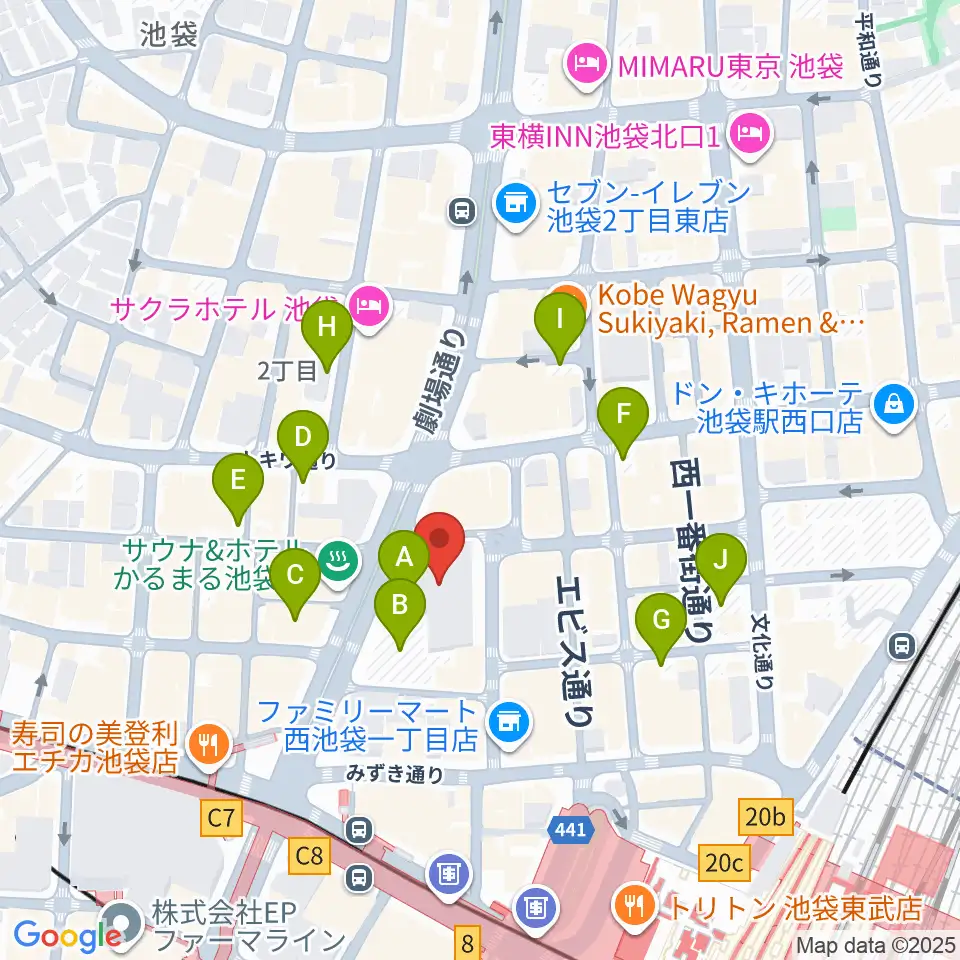池袋シネマ・ロサ周辺の駐車場・コインパーキング一覧地図