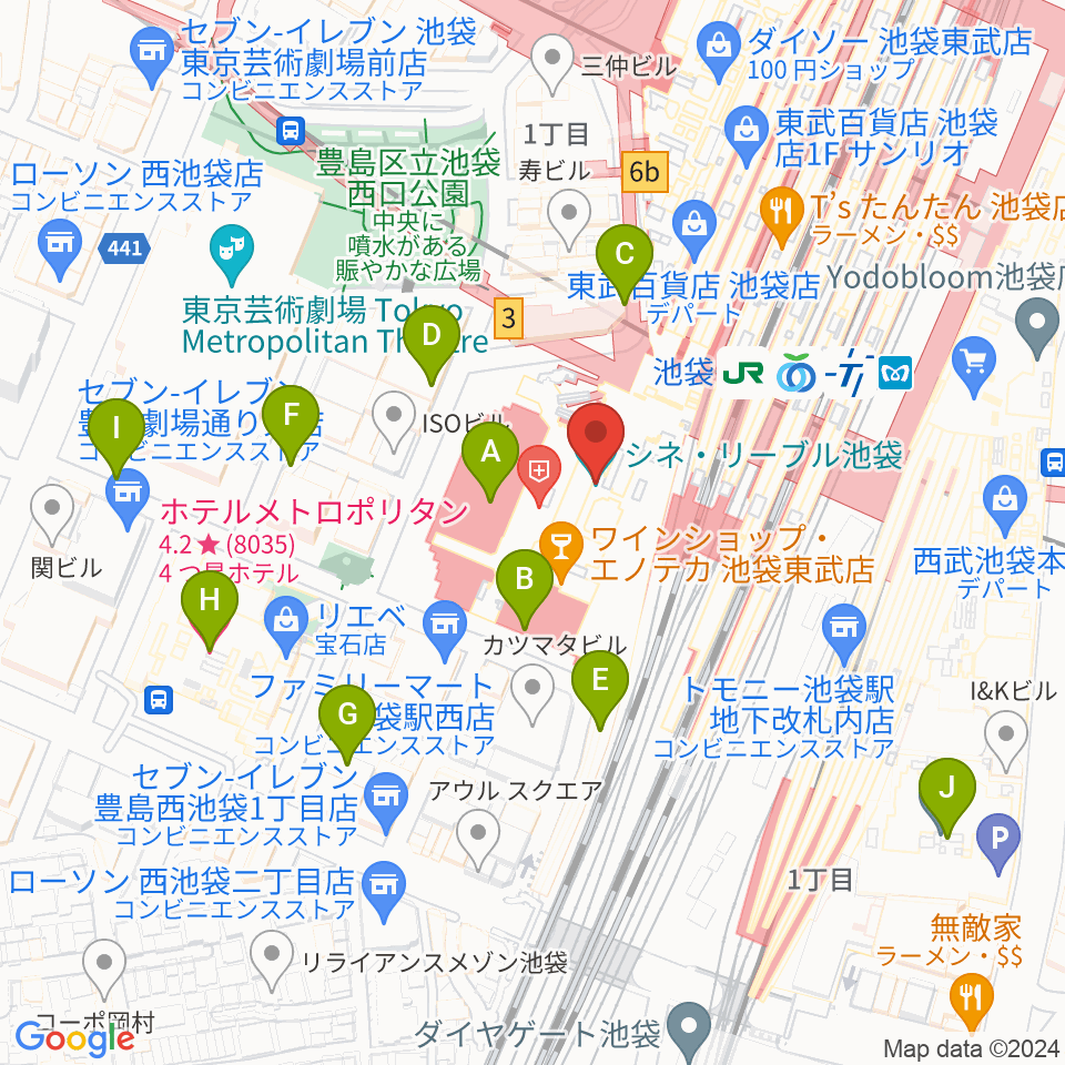 シネ・リーブル池袋周辺の駐車場・コインパーキング一覧地図