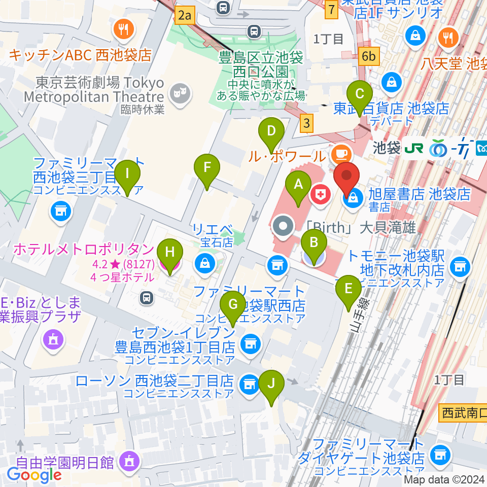 シネ・リーブル池袋周辺の駐車場・コインパーキング一覧地図