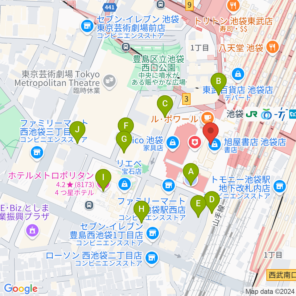 シネ・リーブル池袋周辺の駐車場・コインパーキング一覧地図