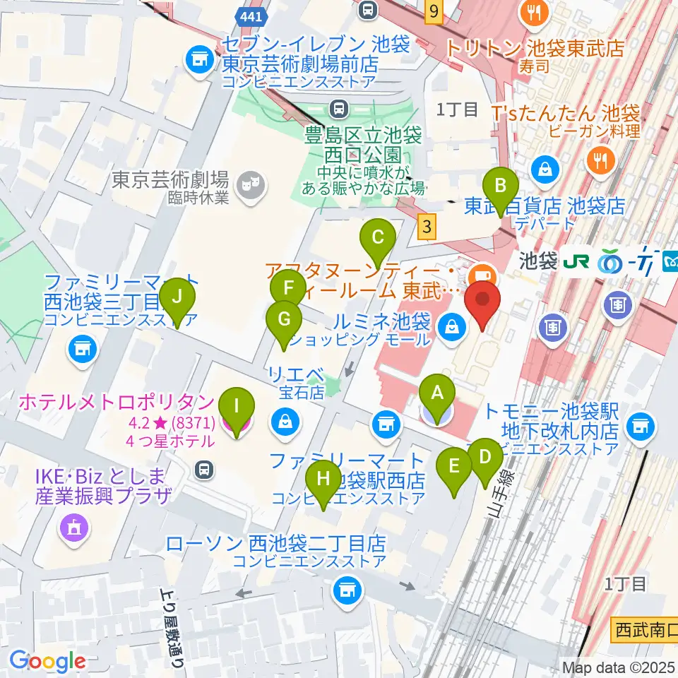 シネ・リーブル池袋周辺の駐車場・コインパーキング一覧地図