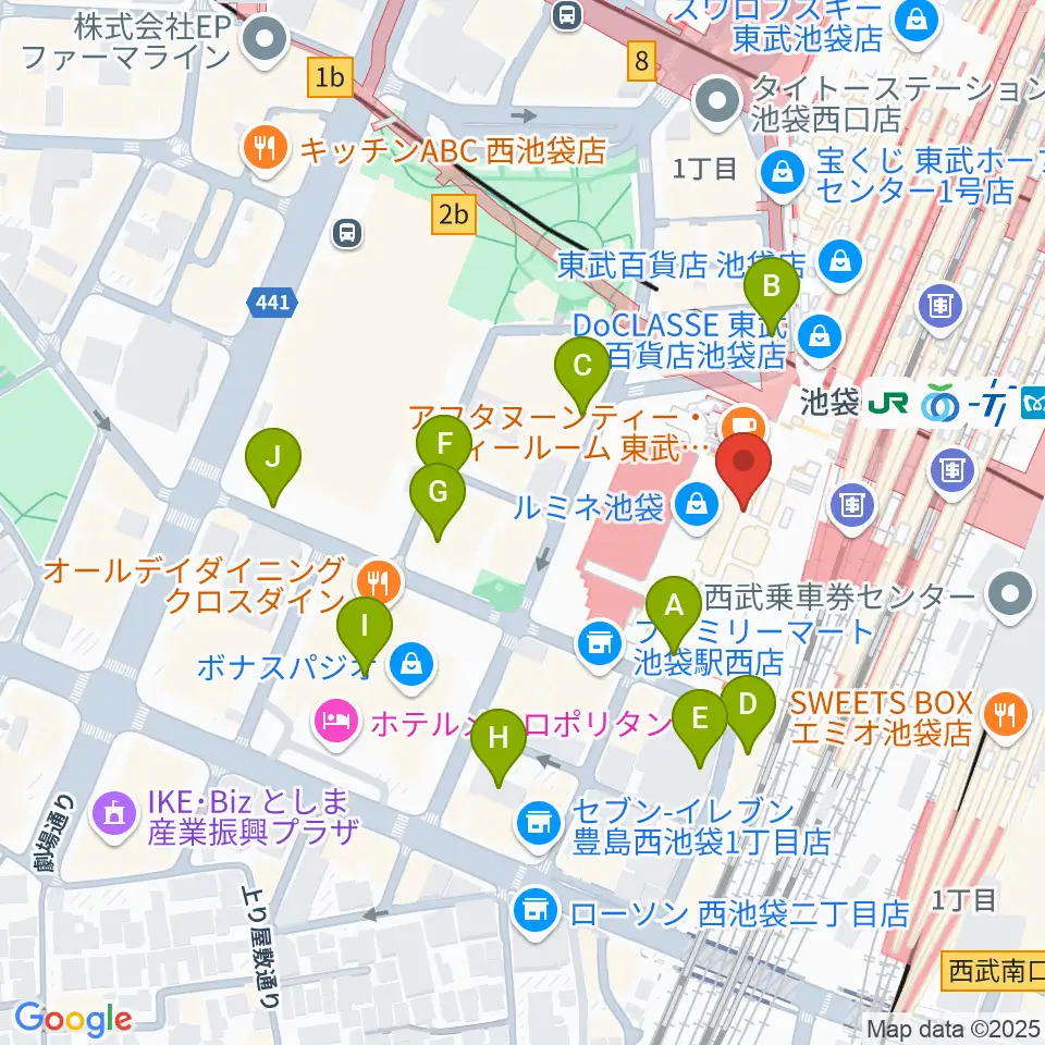 シネ・リーブル池袋周辺の駐車場・コインパーキング一覧地図