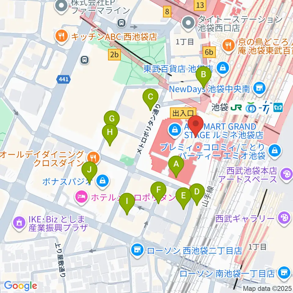 シネ・リーブル池袋周辺の駐車場・コインパーキング一覧地図