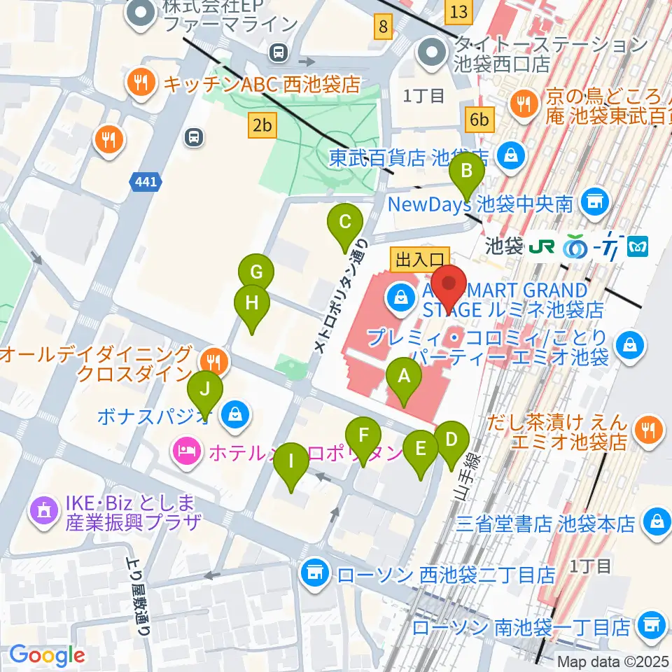 シネ・リーブル池袋周辺の駐車場・コインパーキング一覧地図