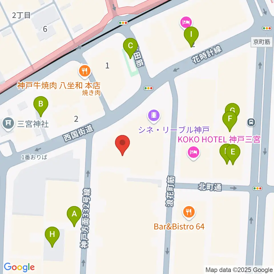 シネ・リーブル神戸周辺の駐車場・コインパーキング一覧地図