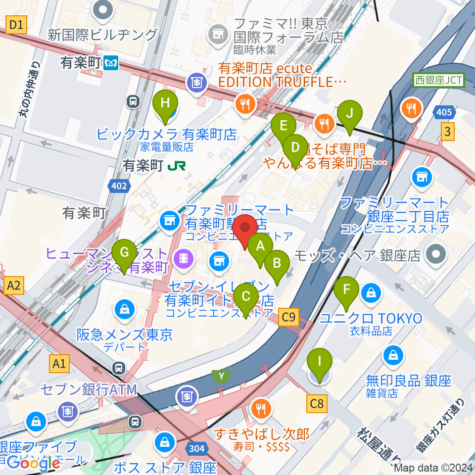 ヒューマントラストシネマ有楽町周辺の駐車場・コインパーキング一覧地図