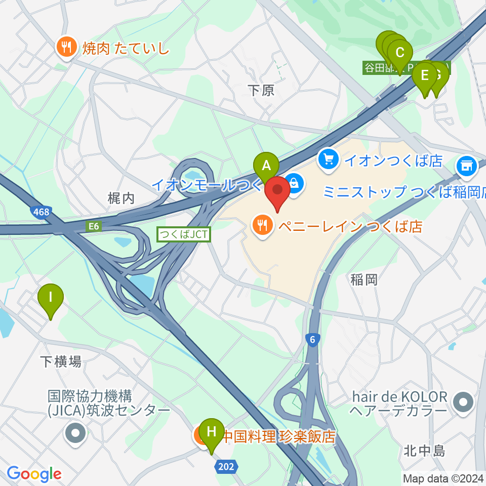 ウインズ・ユーつくば店周辺の駐車場・コインパーキング一覧地図