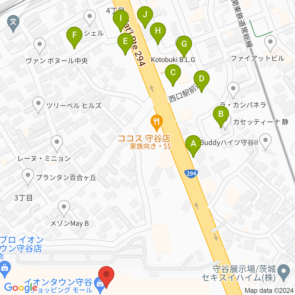 ウインズ・ユー守谷店周辺の駐車場・コインパーキング一覧地図