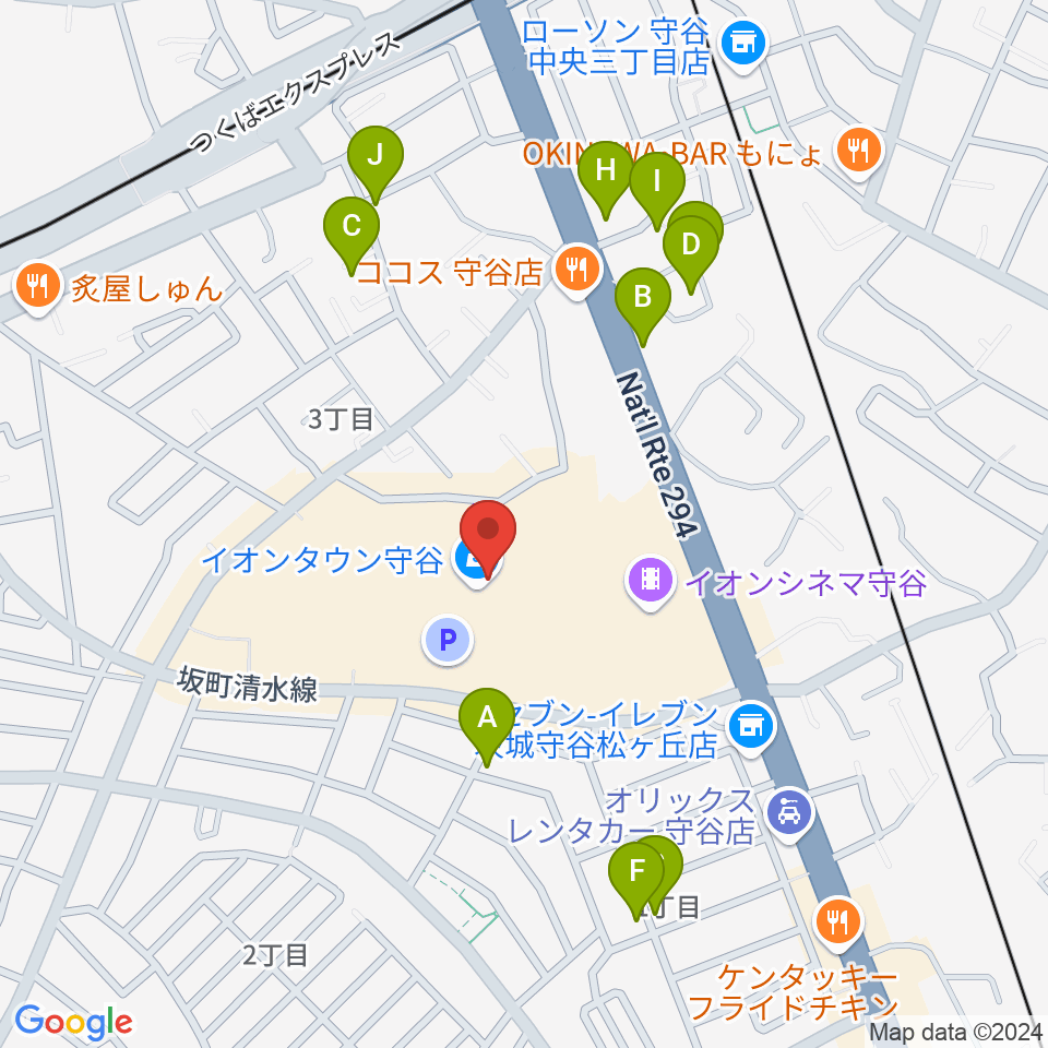 ウインズ・ユー守谷店周辺の駐車場・コインパーキング一覧地図