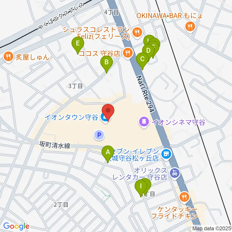 ウインズ・ユー守谷店周辺の駐車場・コインパーキング一覧地図