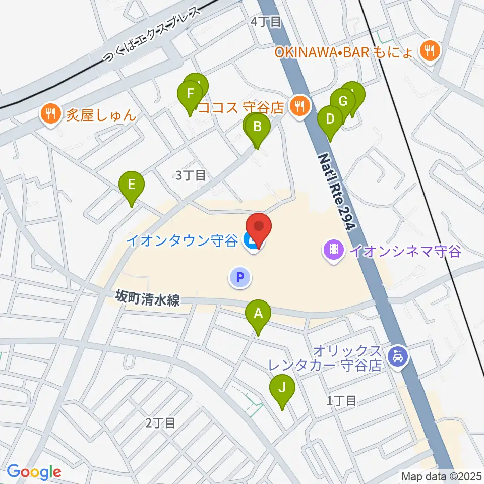 ウインズ・ユー守谷店周辺の駐車場・コインパーキング一覧地図