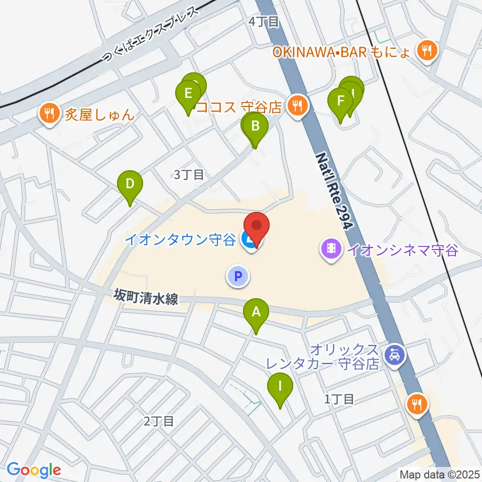 ウインズ・ユー守谷店周辺の駐車場・コインパーキング一覧地図