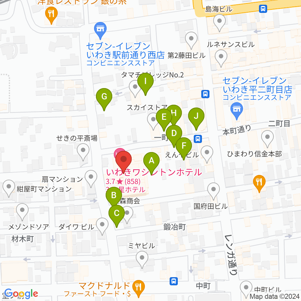 ウインズ・ユーいわき店周辺の駐車場・コインパーキング一覧地図