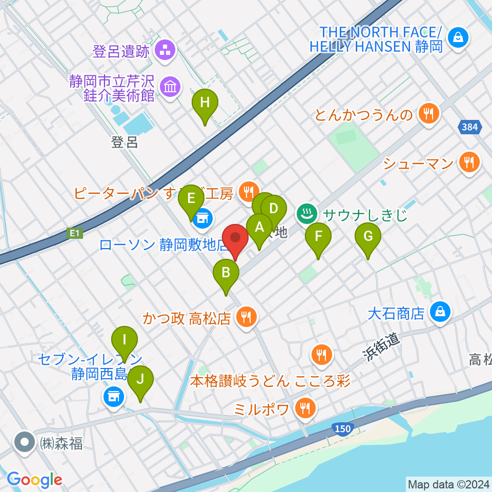 音楽天国・静岡駿河店周辺の駐車場・コインパーキング一覧地図