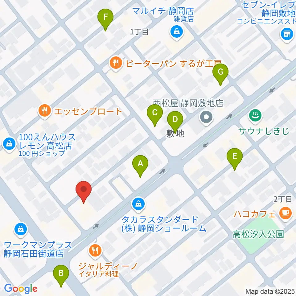 音楽天国・静岡駿河店周辺の駐車場・コインパーキング一覧地図