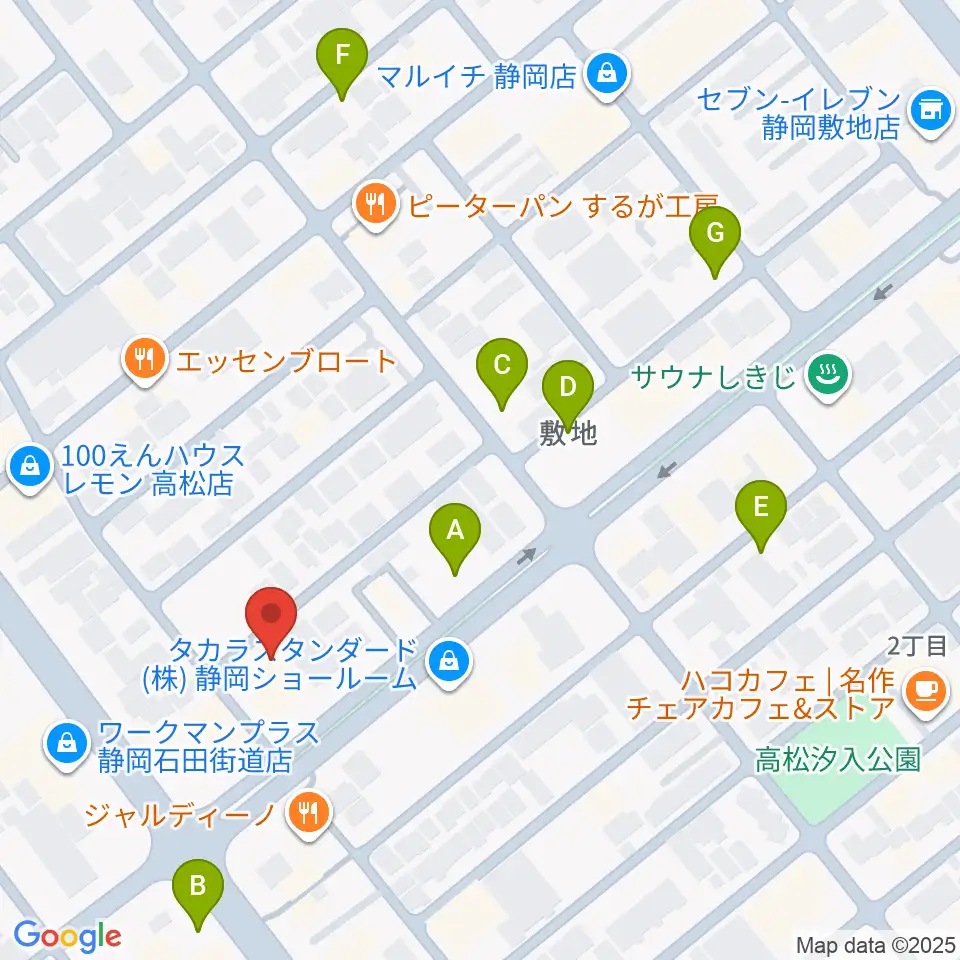 音楽天国・静岡駿河店周辺の駐車場・コインパーキング一覧地図