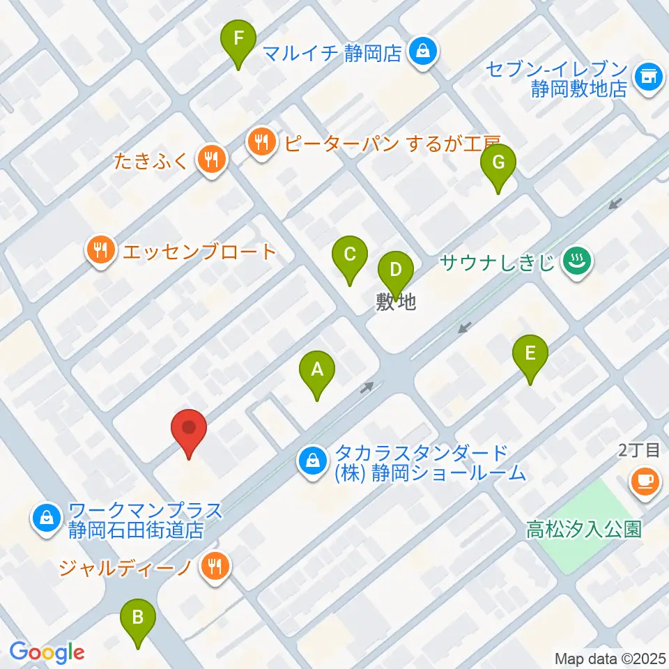 音楽天国・静岡駿河店周辺の駐車場・コインパーキング一覧地図