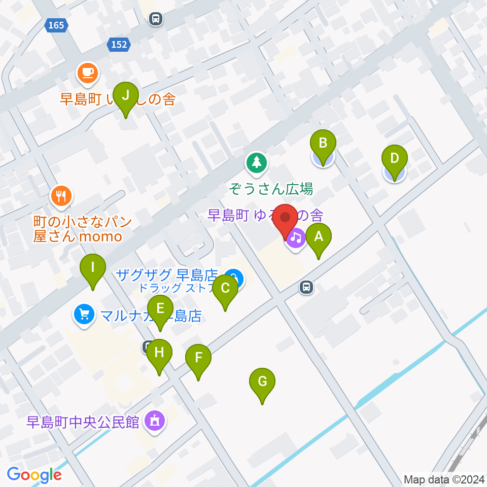 早島町町民総合会館ゆるびの舎周辺の駐車場・コインパーキング一覧地図