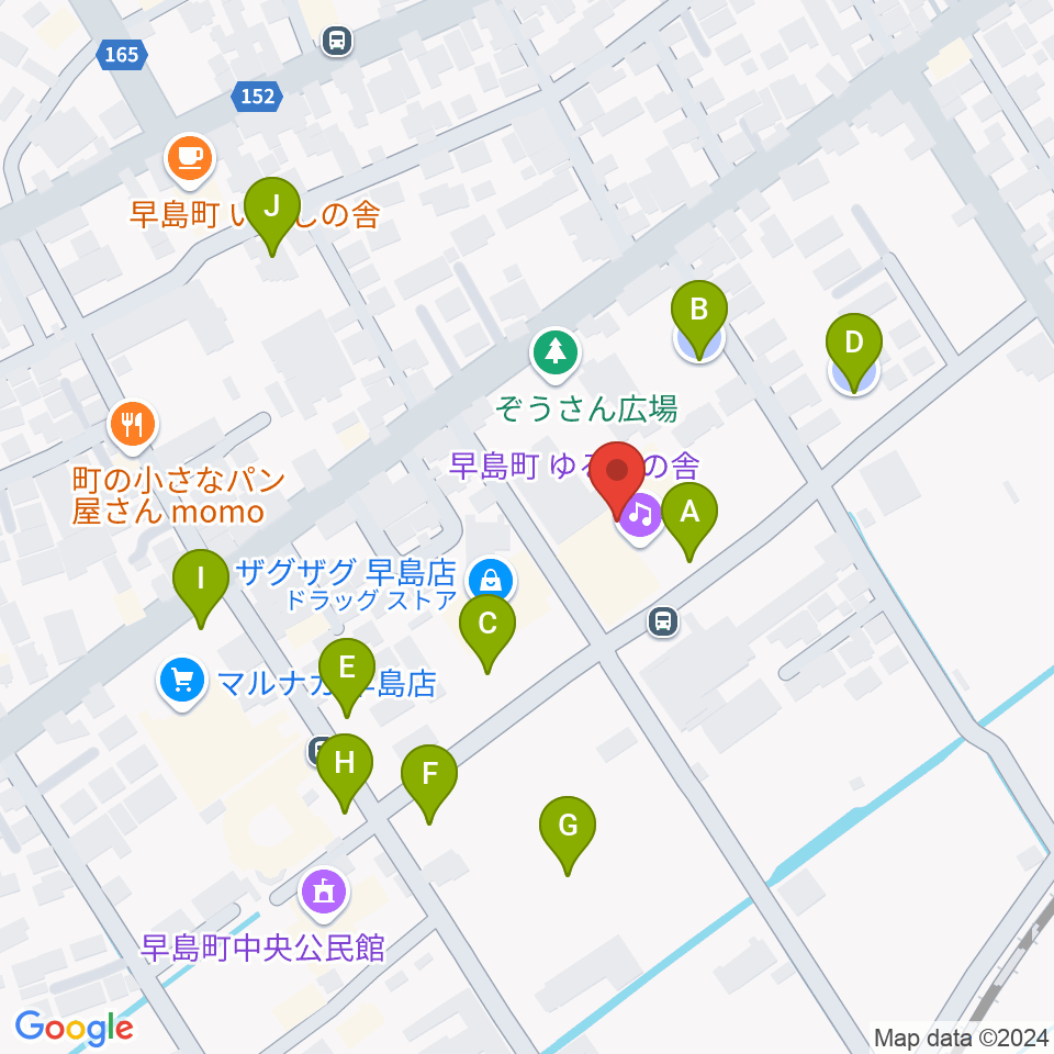 早島町町民総合会館ゆるびの舎周辺の駐車場・コインパーキング一覧地図