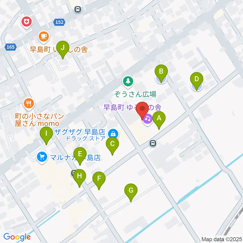 早島町町民総合会館ゆるびの舎周辺の駐車場・コインパーキング一覧地図