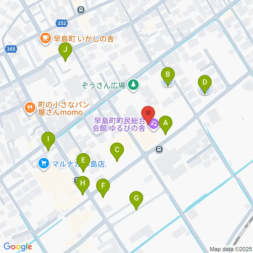 早島町町民総合会館ゆるびの舎周辺の駐車場・コインパーキング一覧地図