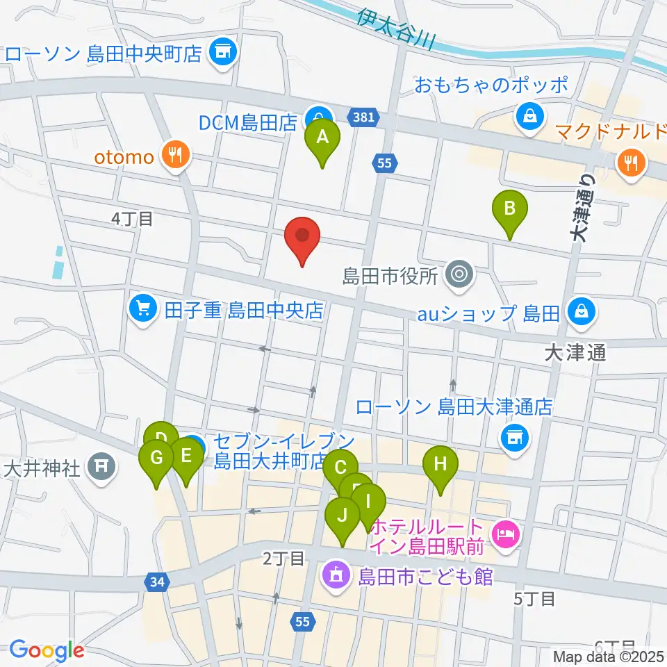 島田市民総合施設プラザおおるり周辺の駐車場・コインパーキング一覧地図