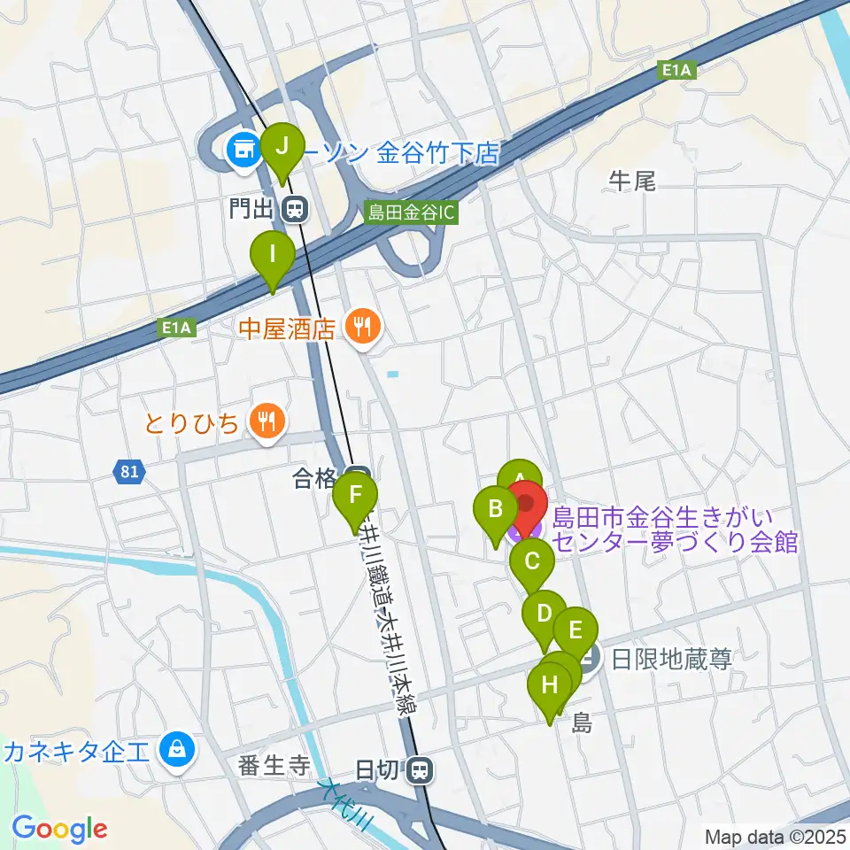 夢づくり会館周辺の駐車場・コインパーキング一覧地図