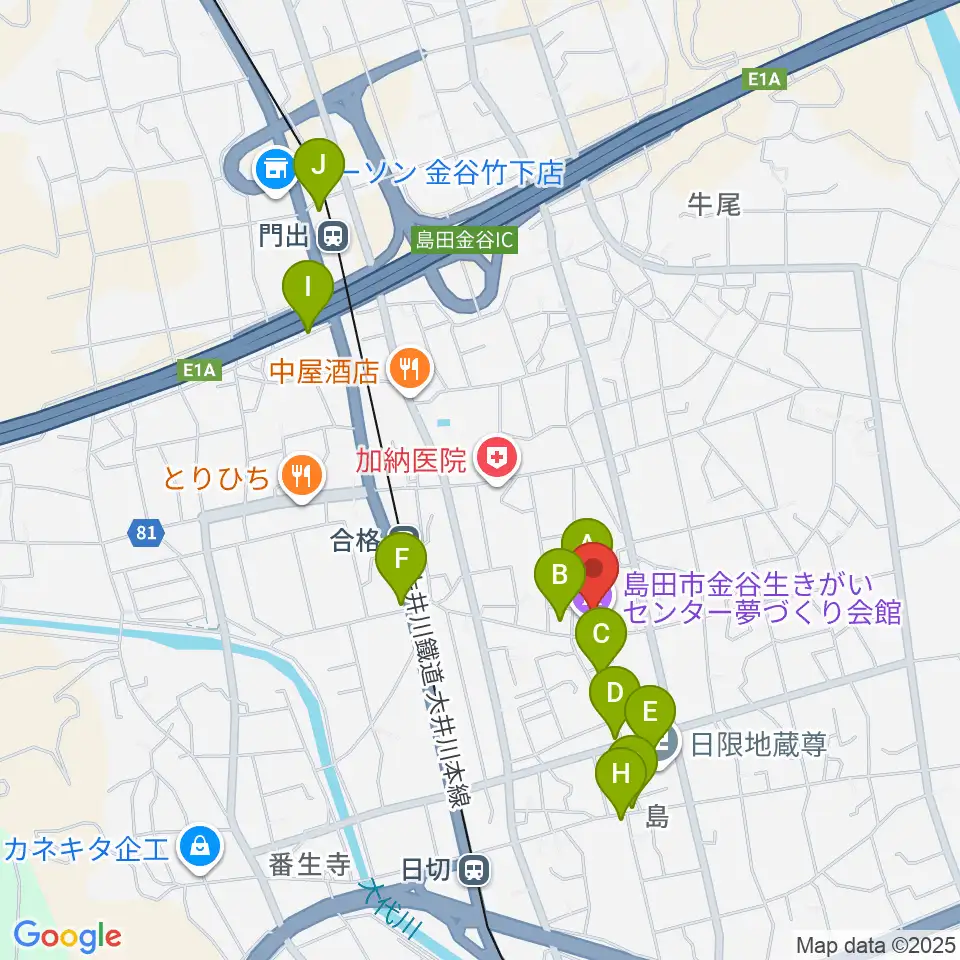 夢づくり会館周辺の駐車場・コインパーキング一覧地図