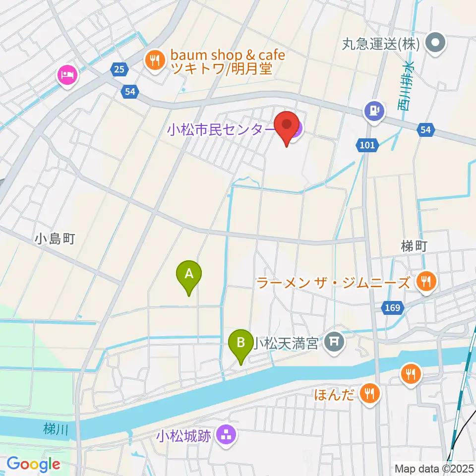 小松市民センター周辺の駐車場・コインパーキング一覧地図